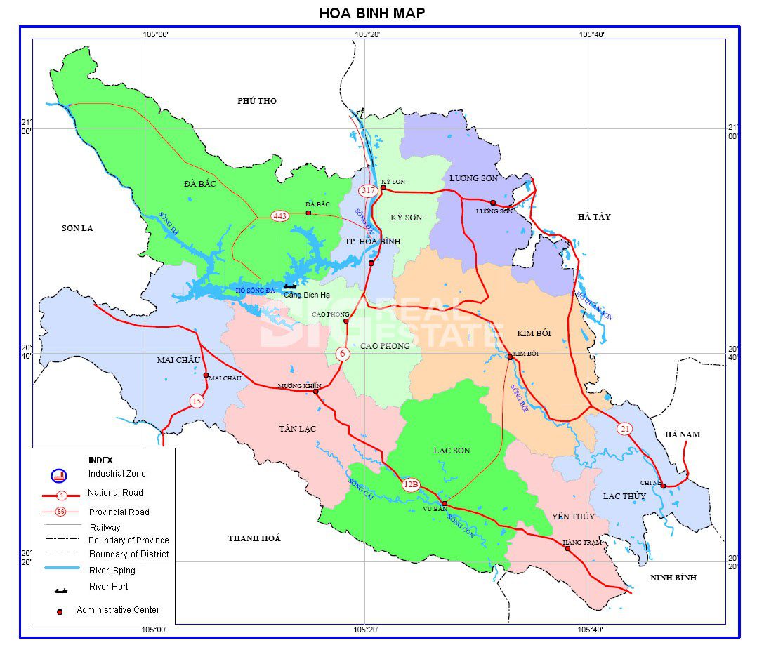 Bản đồ quy hoạch tỉnh Hòa Bình cũ & nay - STG Real Estate